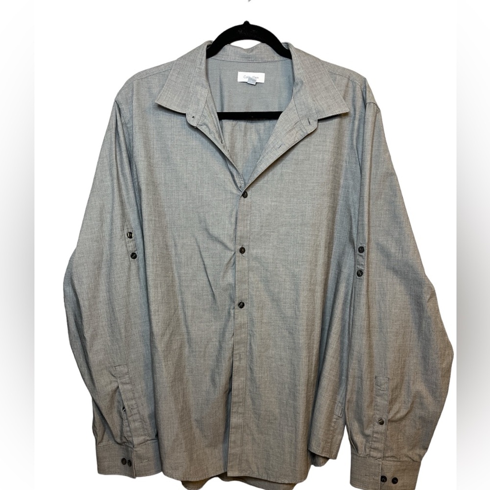 Calvin Klein | Men’s Gray Long‎ Sleeve Roll Tab Button Down Size XL